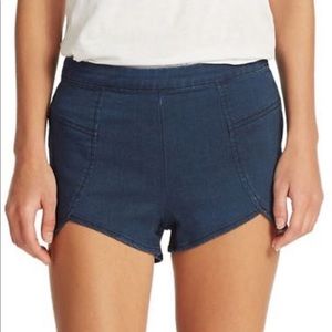 free people black denim tulip shorts in size 25W